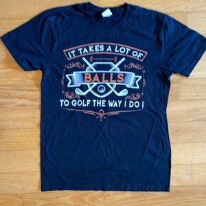 Black Graphic Tee with Golf Theme